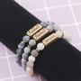 YINI 3 Pcs Natural Volcanic Stone Friendship Bracelets Handmade Beaded Stretch Bracelets