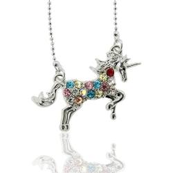 Cool Jewels Rainbow Unicorn Rhinestone Necklace