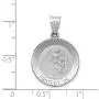 14K White Gold Charm Pendant 21 mm 19 Polished And Satin Our Guardian Angel Medal