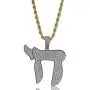 TOPGRILLZ Iced Out CZ Cluster Zircon Hip Hop 18K Gold Plated Jewish Chai Pendant Necklace with Rope Chain TOPGRILLZ Iced Out CZ Cluster Zircon Hip Hop 18K Gold Plated Jewish Chai Pendant Necklace with Rope Chain