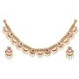 Tarinika Videni Antique Gold-Plated Indian Jewelry Set with Necklace and Earrings - White Red
