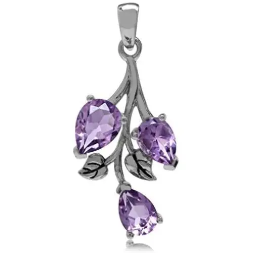 Silvershake 2.28ct. Natural Amethyst 925 Sterling Silver Leaf Pendant Silvershake 2.28ct. Natural Amethyst 925 Sterling Silver Leaf Pendant