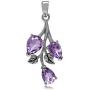 Silvershake 2.28ct. Natural Amethyst 925 Sterling Silver Leaf Pendant