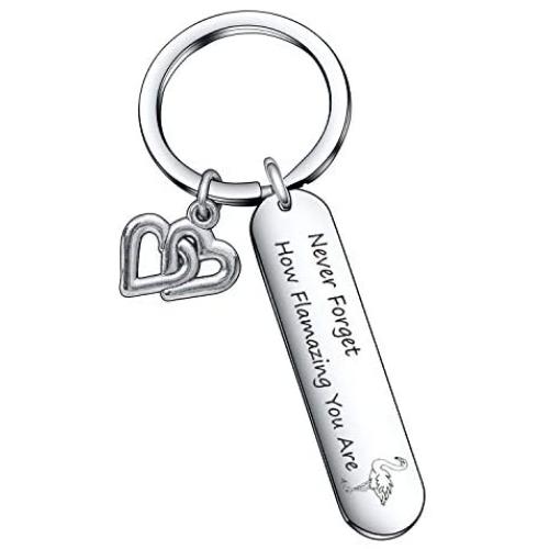 De&ai Inspirational Flamingo Keychain, Never Forget How Flamazing You are Keychain Motivational Gift for Friends Family Jewelry