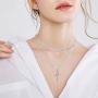YL Cross Pendant Necklace 925 Sterling Silver Rose Sunflower Necklace Gemstones Flower Jewelry for Women