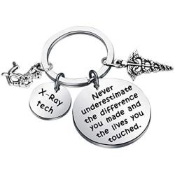 AKTAP X-Ray Tech Keychain Radiology Technologist Jewelry X Ray Technician Ray Tech Graduation Gift Never Underestimate The Difference You Made