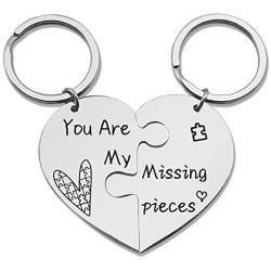 SIDIMELO for Girlfriend Boyfriend Couple 2pc Heart Puzzle Keychain Couple Jewelry Engrave You are My Missing Piece