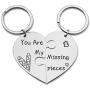 SIDIMELO for Girlfriend Boyfriend Couple 2pc Heart Puzzle Keychain Couple Jewelry Engrave You are My Missing Piece