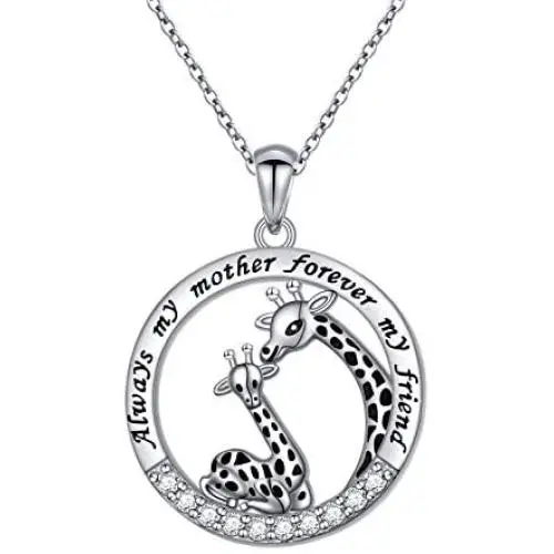 Giraffe Necklace for Mom from Daughter Sterling Silver Always My Mother Forever My Friend Giraffe Jewelry Gift for Women Giraffe Necklace for Mom from Daughter Sterling Silver Always My Mother Forever My Friend Giraffe Jewelry Gift for Women