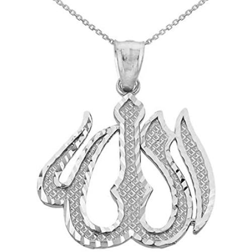 Middle Eastern Jewelry 925 Sterling Silver Islamic Allah Pendant Necklace