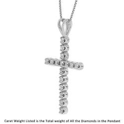 La Joya 1/6-1/2 Carat Total Weight (ctw) Lab Grown Diamond Cross Pendant Necklace Collection - White Rhodium Plated .925 Sterling Silver With Adjustable Chain - GH Color SI Clarity Diamonds