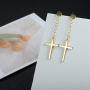 Sllaiss 925 Sterling Silver Cross Dangle Earrings For Men Women Unisex Silver Cross Chain Earrings Cool Cross Drop Earrings Men Jewelry Gifts