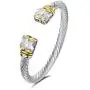UNY Designer Inspired Jewelry Double CZ Cable Wire Antique Bangle Elegant Beautiful UNY Designer Inspired Jewelry Double CZ Cable Wire Antique Bangle Elegant Beautiful