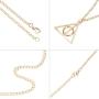 ZST Harry Potter Necklace Set Time Turner Deathly Hallows Pendant Necklace for Harry Potter Fans Collection or Decorations Magical Cosplay Costume Jewelry Merchandise（Golden）