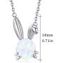 JUSTKIDSTOY Created Opal Bunny Necklace Sterling Silver Cute Rabbit Necklace Opal Bunny Jewelry Gifts for Women Daughter Rabbit Lover