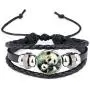 Womens Giant Panda Baby Pictures Black Leather Bracelet Multi Layer Lovely Cartoon Animal Glass Cabochon Bangle for Girl Boy