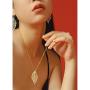 Leaf Long Pendant Necklace Handmade Trendy Filigree Bohemian Jewelry for Women