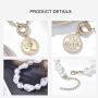 Masiter Layered Faux Pearl Necklace Medallion Disc Coin Pendant Choker Chunky Oval Link Chain Beach Travel Costume Jewelry for Women and Girls(style 1)