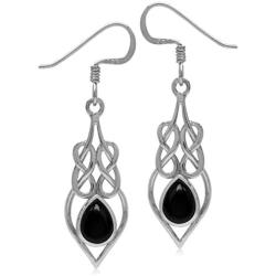 Silvershake 7X5mm Stone 925 Sterling Silver Celtic Knot Weave Drop Dangle Hook Earrings Jewelry for Women