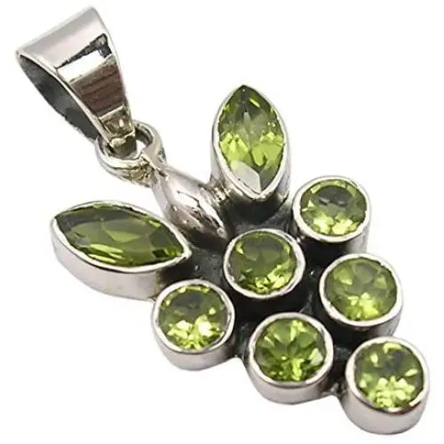 SilverStarJewel Peridot August Birthstone Necklace Pendant 1.3'' Sterling Silver Fashion Gift SilverStarJewel Peridot August Birthstone Necklace Pendant 1.3'' Sterling Silver Fashion Gift