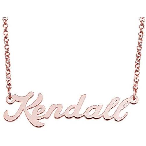 LoEnMe Jewelry Rose Gold Name Necklace Personalized Custom Made Gift for Women Girls Couple