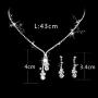 Unicra Bride Silver Bridal Necklace Earrings Set Crystal Wedding Jewelry Set Rhinestone Choker Necklace for Women and Girls (Set of 3)