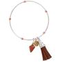 Silpada Triple Charm Goldstone & Pyrite Bangle Bracelet in Sterling Silver, Brass, Copper, & Genuine Leather, 6.75''