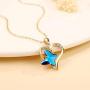 Heart Butterfly Necklaces for Women, Crystal Blue Butterfly Pendant Necklace Butterfly Jewelry Gifts, Dainty 14K Gold/Silver/Rose Gold Plated Heart Butterfly Charm Necklaces for Women