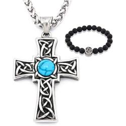 Gungneer Celtic Cross Pendant Necklace Stainless Steel Triquetra Talisman Irish Knot Jewelry Gift Men Women