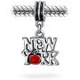 Red Big Apple Travel Vacation Tourism Saying I Love New York Dangle Charm Bead For Women For Teen Enamel .925 Sterling Silver Fits European Bracelet