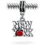 Red Big Apple Travel Vacation Tourism Saying I Love New York Dangle Charm Bead For Women For Teen Enamel .925 Sterling Silver Fits European Bracelet