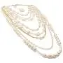 Shineland Multilayer Strand Simulated Faux Pearl Statement Long Sweater Chain Necklace and Earrings Set