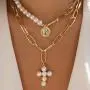Fstrend Fashion Layered Necklace Gold Pearl Coin Pendant Chain Cross Statement Multilayer Necklaces Jewelry for Women and Girls(2Pcs) Fstrend Fashion Layered Necklace Gold Pearl Coin Pendant Chain Cross Statement Multilayer Necklaces Jewelry for Women and Girls(2Pcs)
