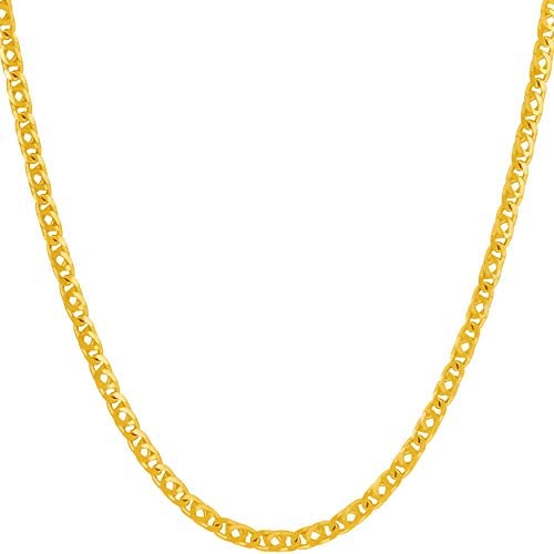 LIFETIME JEWELRY 3mm Emblem Chain Necklace for Women and Men 24k Gold Plated
