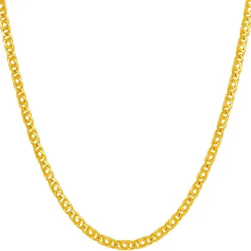 LIFETIME JEWELRY 3mm Emblem Chain Necklace for Women and Men 24k Gold Plated