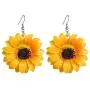 Large Sunflower Hook Dangle Earrings，Bohemian Yellow Resin Acrylic Flower Earring for Women Girls in 2020