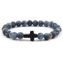 Fuqimanman2020 8 Pcs Cross Beads Bracelet Set 8mm Lava Rock Tiger Eye Stone Bracelets Turquoise Natural Stone Stretch Elastic Healing Bracelets for Women Girls Jewelry