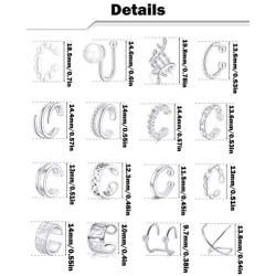 Ofeiyaa 16 PCS Ear Clips Cartilage Hoop Earring Ear Cuffs Non Piercing Earrings Wrap Set for Women Girl Men Size Adjustable Silver Gold Tone
