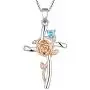 YL Cross Pendant Necklace 925 Sterling Silver Rose Sunflower Necklace Gemstones Flower Jewelry for Women YL Cross Pendant Necklace 925 Sterling Silver Rose Sunflower Necklace Gemstones Flower Jewelry for Women