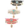 Hanpabum 3 Sets Bohemian Beaded Bracelets Set for Women Men Multilayer Hamsa Hand Evil Eye Charms Stretch Stackable Bracelet