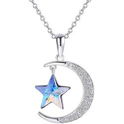 XUPING Jewelry Luxury Moon Star Pendant Necklace Crystals from Swarovski Valentines Day Women Girl Gifts