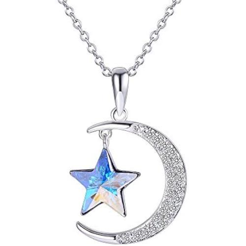 XUPING Jewelry Luxury Moon Star Pendant Necklace Crystals from Swarovski Valentines Day Women Girl Gifts