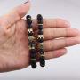 BOMAIL 8mm Crown King Charm Bracelet for Men Women Black Matte Onyx Natural Stone Beads Couple Jewelry