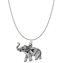 Raposa Elegance Sterling Silver Raised Trunk Elephant Charm Necklace (16'', 18'' or 20'' Chain)