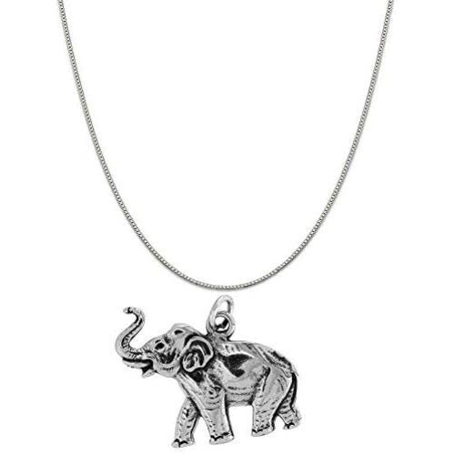 Raposa Elegance Sterling Silver Raised Trunk Elephant Charm Necklace (16'', 18'' or 20'' Chain)