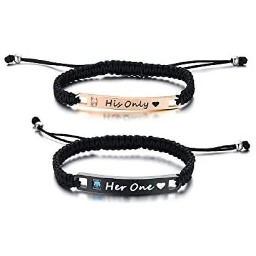VNOX Personalized Custom Name Date Handmade Braided Rope Mutual Attraction Couples Bracelets for Him and Her Matching Relationship ID Couple Bracelets VNOX Personalized Custom Name Date Handmade Braided Rope Mutual Attraction Couples Bracelets for Him and Her Matching Relationship ID Couple Bracelets