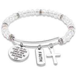 SEIRAA Christian Gift I Can Do All Things Through Christ Who Strengthens Me Philippians 4:13 Bracelet Scripture Jewelry Bible Verse Bracelet