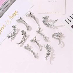 Elegant Rhinestone Flower Ear Cuff Shiny Glamour Bohemian NO Piercing Crystal Earrings Wrap Stud Clip Earrings Lady Birthday Party Wedding Jewelry