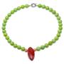 Turquoise Necklace 11.5-12mm Green Round Turquoise Beads Necklace with Coral Pendant 20''
