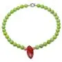 Turquoise Necklace 11.5-12mm Green Round Turquoise Beads Necklace with Coral Pendant 20''